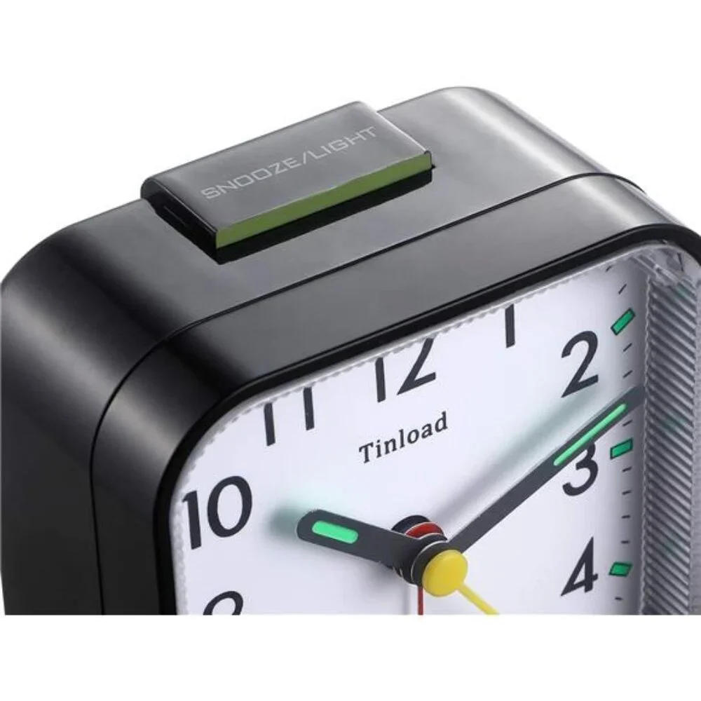 Small Travel Alarm Clock Silent Non Ticking Analog Battery Operated Desk Clock B